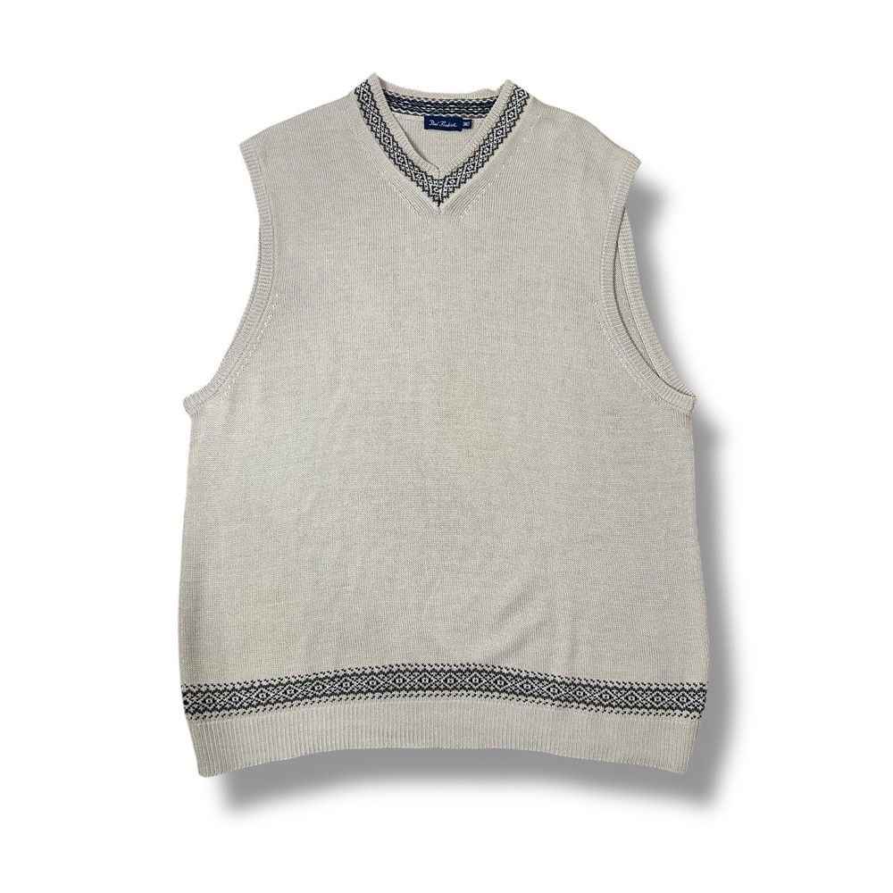Paul Frederick Vest Mens 3XLT Wool Blend Knit Beige Golf Preppy